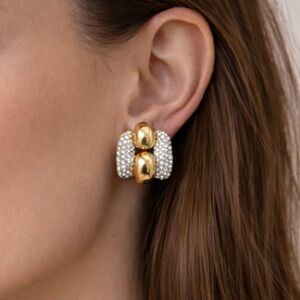 Valentino Vintage Rhinestone Clip-On Earrings Gold Tone